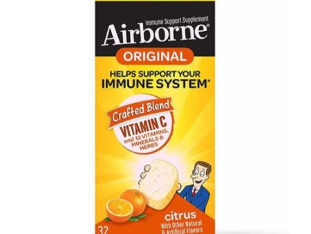 Airborne Citrus Chewable Tablets  32 count - 1000mg of Vitamin C - Gluten-Free Immune Support Supplement and High in Antioxidants (Packaging May Vary) For Discount