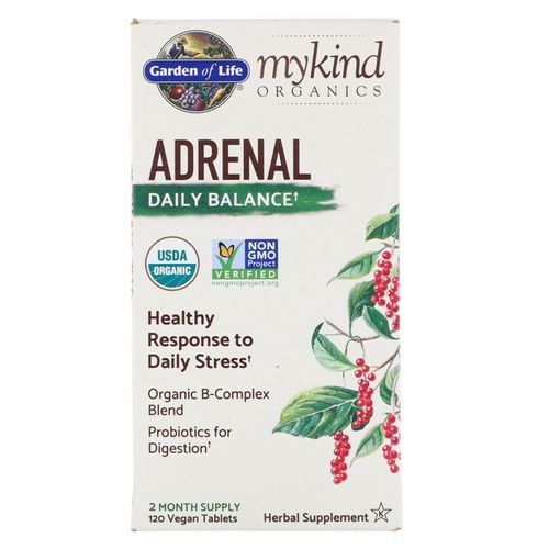 MyKind Organics  Adrenal  Daily Balance  120 Vegan Tablets  Garden of Life Supply