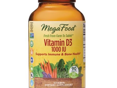 MegaFood  Vitamin D3 1000 IU  Immune and Bone Health Support  Vitamin and Dietary Supplement  Gluten Free  Vegetarian  90 Tablets (90 Servings) Fashion