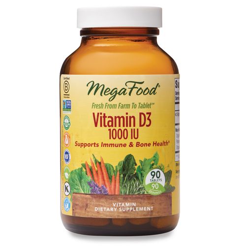 MegaFood  Vitamin D3 1000 IU  Immune and Bone Health Support  Vitamin and Dietary Supplement  Gluten Free  Vegetarian  90 Tablets (90 Servings) Fashion