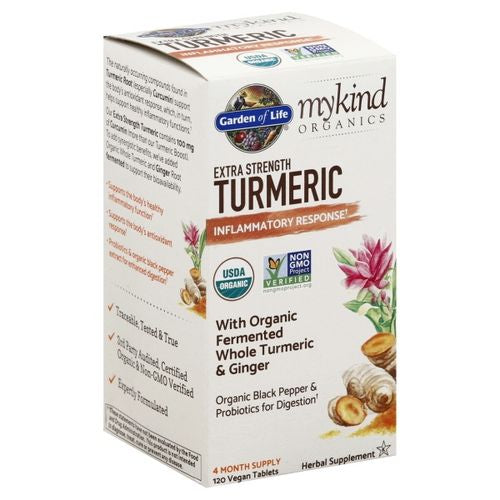 MyKind Organics  Extra Strength Turmeric  Inflammatory Response  120 Vegan Tablets  Garden of Life For Discount