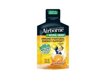 Airborne Plus Natural Energy Zesty Orange Sugar and Caffeine Free Liquid Shot, 1 Fluid Ounce Hot on Sale