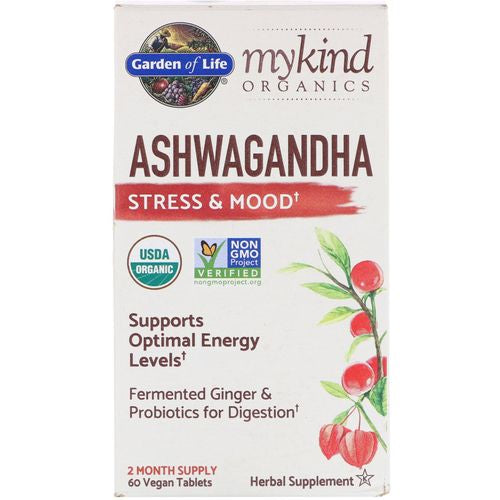 MyKind Organics  Ashwagandha  Stress & Mood  60 Vegan Tablets  Garden of Life Discount