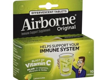 Airborne Vitamin C Effervescent Tablets  Lemon Lime - 10 ct Supply