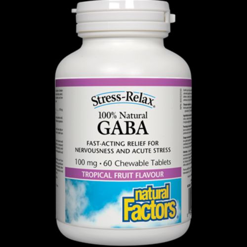 Stress-Relax Chewable Pharma GABA 100 mg by Natural Factors  Non-Drowsy Stress Support for Relaxation and Mental Focus  Tropical Fruit Flavor  60 Tablets Cheap