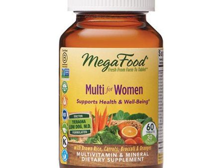 MegaFood  Multi for Women  Supports Optimal Health and Wellbeing  Multivitamin and Mineral Dietary Supplement  Gluten Free  Vegetarian  60 tablets (30 servings) For Sale