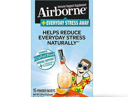 Airborne Stress Away Immune Support Supplement, Zesty Orange (16 Powder Packets) (Packaging May Vary) Sale