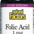 Natural Factors - Folic Acid 1000 mcg. - 90 Tablets Supply