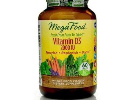 MegaFood  Vitamin D3 2000 IU  Immune and Bone Health Support  Vitamin and Dietary Supplement  Gluten Free  Vegetarian  60 Tablets (60 Servings) For Discount