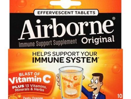 Airborne Zesty Orange Effervescent Tablets  10 count - 1000mg of Vitamin C - Immune Support Supplement on Sale