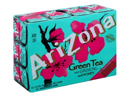 (24 Count) Arizona Green Tea With Ginseng And Honey, 11.5 Fl Oz Supply