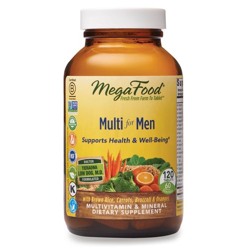 MegaFood Men s Multivitamin - With B vitamins for Cellular Energy Production & Choline to Support Cognitive Function - Non-GMO  Vegetarian & Made without Dairy and Soy - 120 Tabs (60 Servings) Online