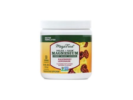 MegaFood Relax + Calm Magnesium - Formulated with Citrate  Malate & Glycinate - Vegetarian  Gluten-Free & Made without Dairy & Soy - Raspberry Lemonade - 7.05 Oz (50 Servings) Fashion